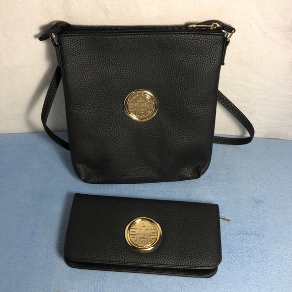 no brand Handbags - Black and gold crossbody purse and wallet set